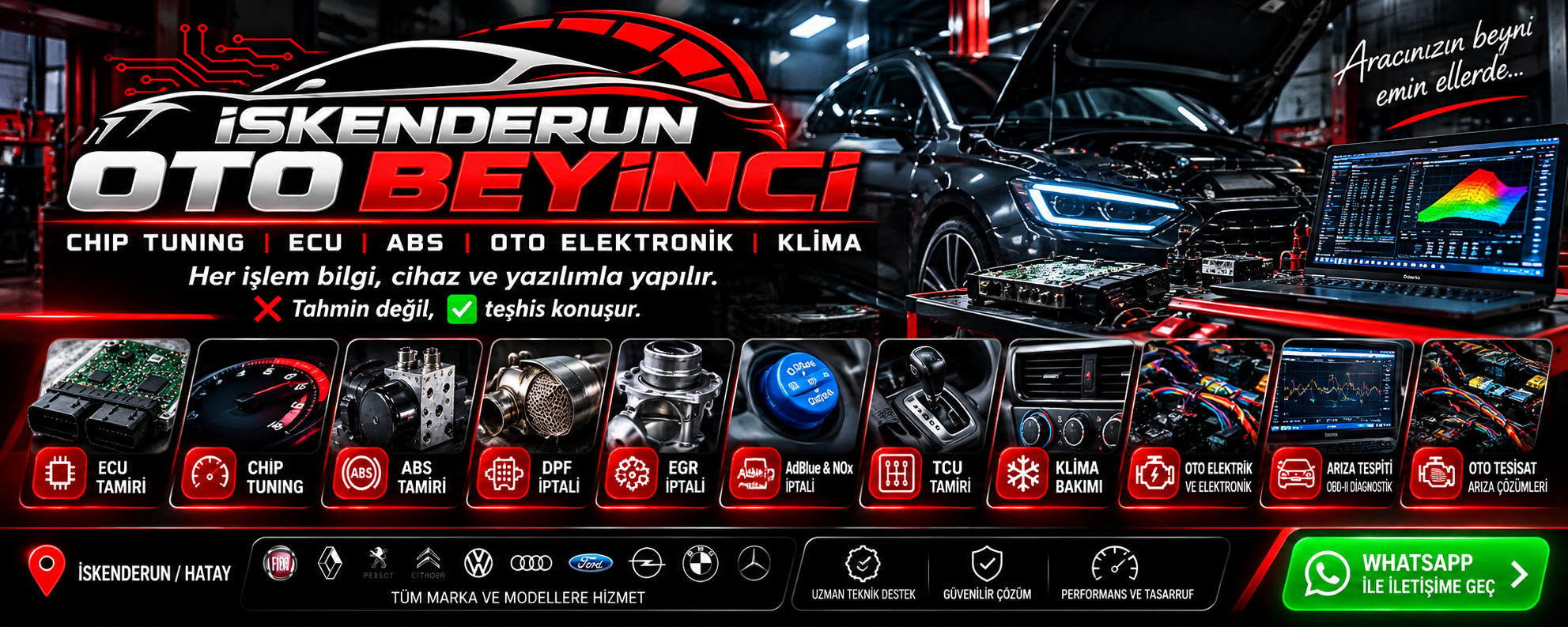 İskenderun Oto Beyinci Chip Tuning ECU ve oto elektronik hizmetleri